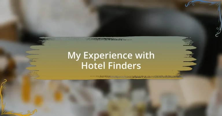 My Experience with Hotel Finders