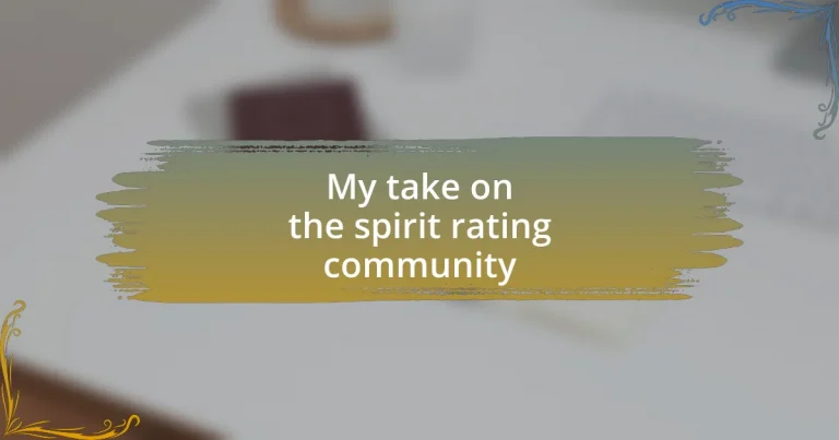My take on the spirit rating community
