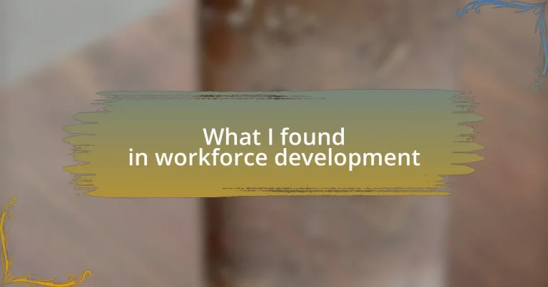 What I found in workforce development