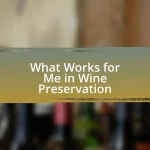 What Works for Me in Wine Preservation